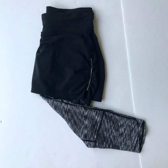 Athleta Skirted 2 In 1 Athletic Electric Placid Leggings Small Black Yog… - Picture 6 of 11